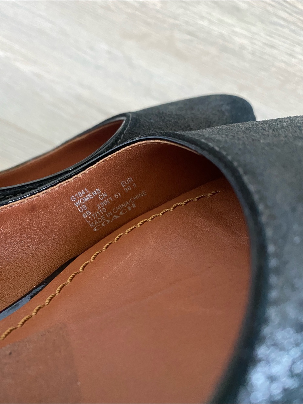 Coach Black Suede Mary Jane Flats with Embellished Strap - Picture 9 of 11